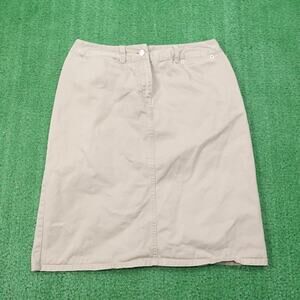 Pendleton Skirt Womens 12 Beige Cotton Twill Knee Length Pockets Slit Casual